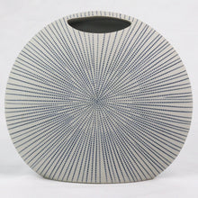 Load image into Gallery viewer, Sea Urchin Vases Ceramics Living Green Decor SMALL White Pinstripe