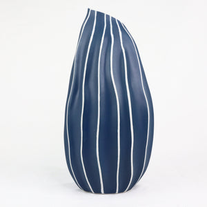Pod Vase Ceramics Living Green Decor LARGE Navy Stripe 