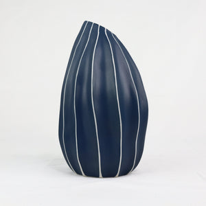 Pod Vase Ceramics Living Green Decor MEDIUM Navy Stripe 