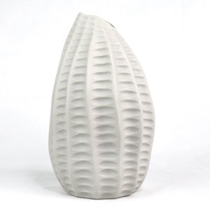 Pod Vase Ceramics Living Green Decor MEDIUM White Ripple 