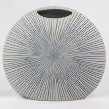 Load image into Gallery viewer, Sea Urchin Vases Ceramics Living Green Decor SMALL White Pinstripe 
