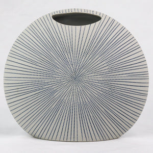 Sea Urchin Vases Ceramics Living Green Decor SMALL White Pinstripe 