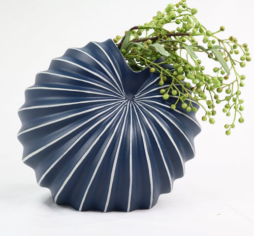 Spiral Vase Indigo Blue Ceramics Living Green Decor 