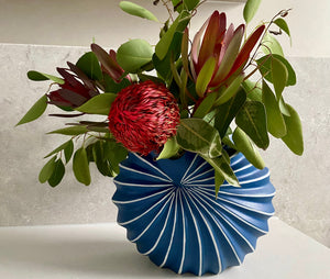 Spiral Vase Indigo Blue Ceramics Living Green Decor 