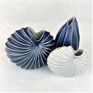 Spiral Vase Indigo Blue Ceramics Living Green Decor 